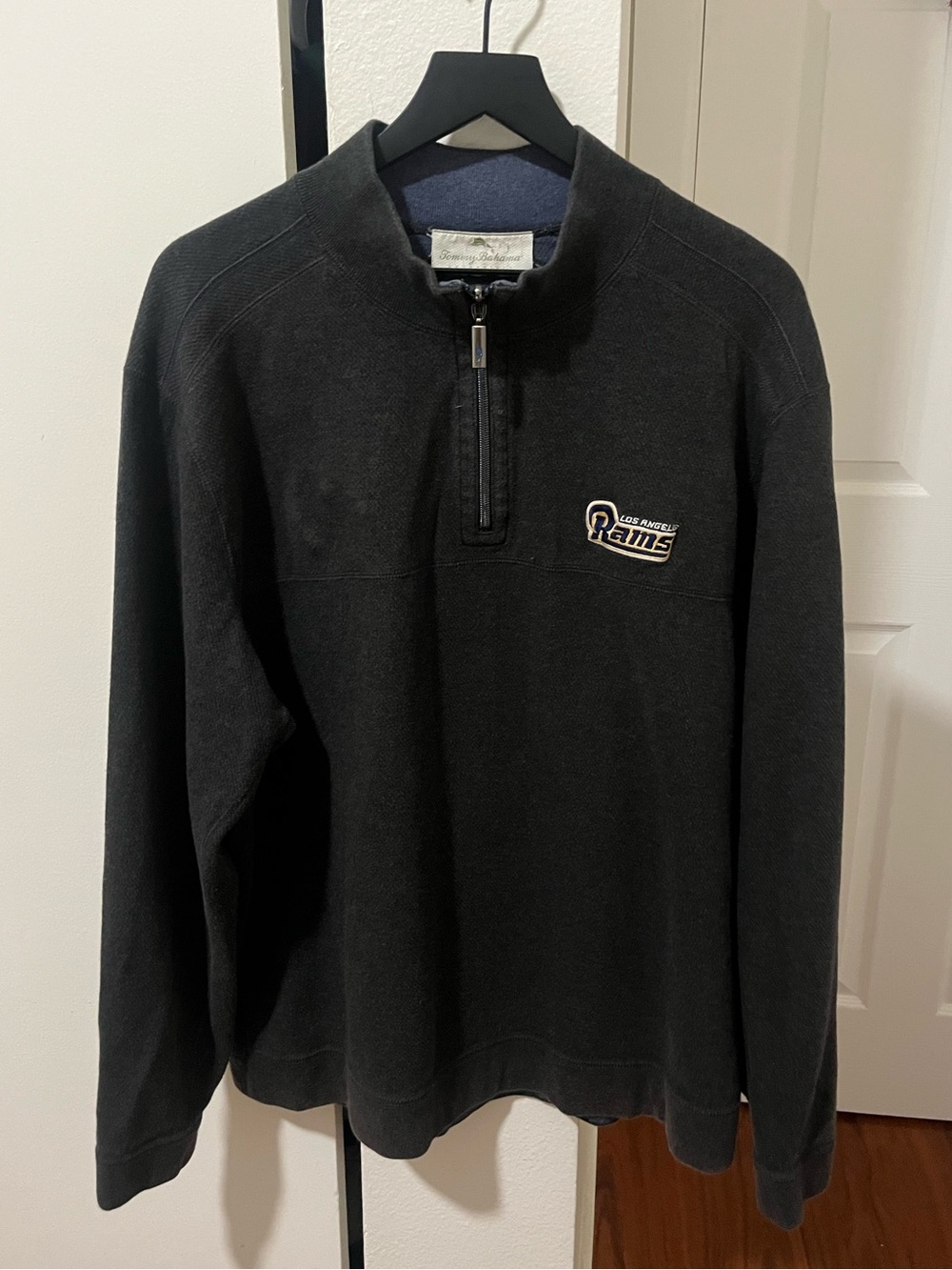 Los Angeles Rams Tommy Bahama Reversible 1/4 Zip Sweater Men Xl Blue Grey